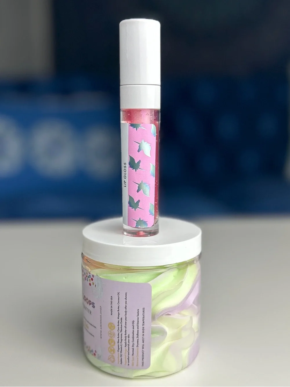 Unicorn Dreams Lip Gloss & Frut Loops Whipped Body Butter Bundle by Aminnah